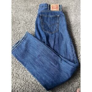 Levis 505 Jeans Mens 38 x 34 Blue Denim Regular Fit Straight Leg Stretch